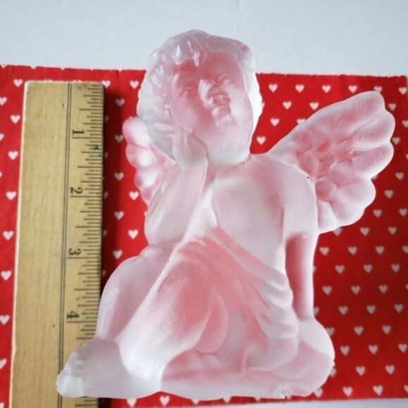 Frosted Glass Winged Cherub/Angel Taper Candle Holder Approx 4.5” high - Picture 4 of 4